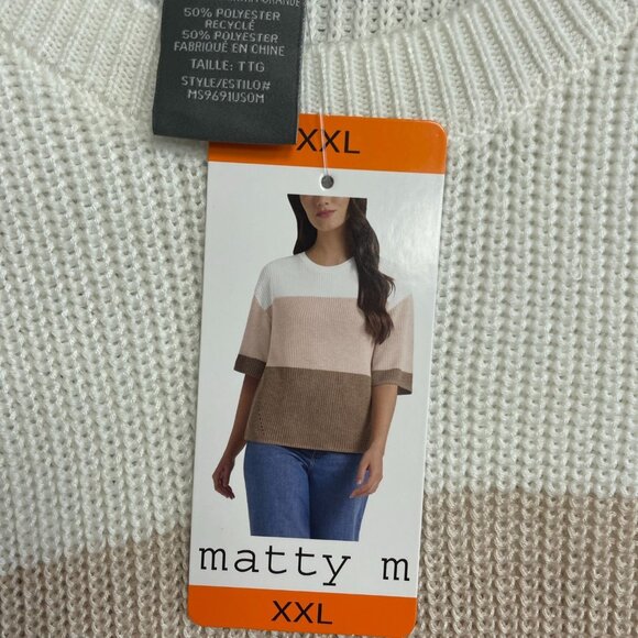 NEW Matty M Women's XXL Colorblock Polyester Knit Sweater Crewneck Half Sleeve - Picture 6 of 8